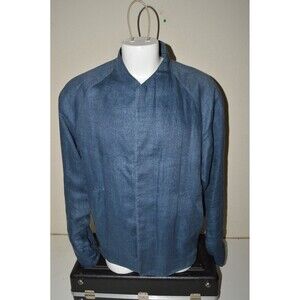 Vintage Joseph Abboud Blue Cafe Jacket Hipster Jacket Men's M Rayon ITALY Rare